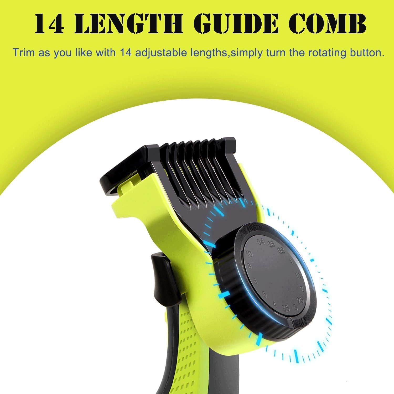 Adjustable Guard Comb For Philips OneBlade QP2520 QP2530 QP2630 QP2620 QP2510 QP2521 Professional Blade Trimmer With 14 Lengths From 0.4-10mm With Skin Protector Body Comb And Cleaning Brush | Buy Now With - View #3