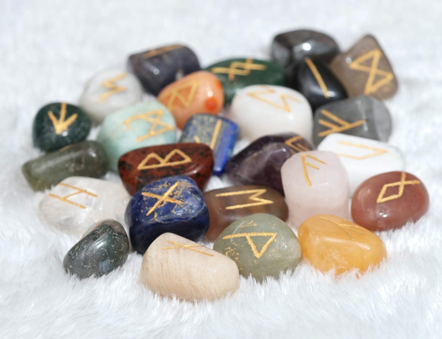 Crocon Mix chakra Rune tumble shape gemstone rune with Elder Futhark ...
