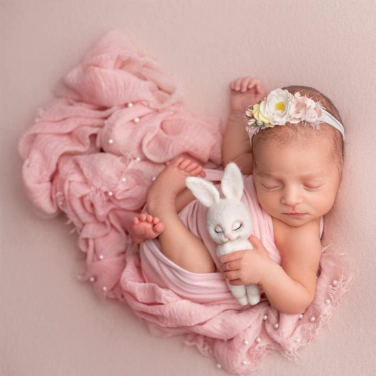 M&G House Newborn Photography Wrap Handmade Pearl Decor Blanket