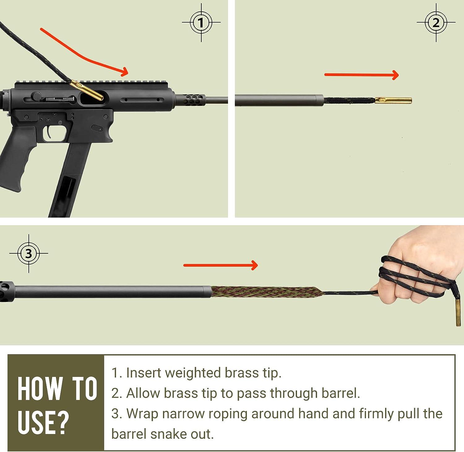 HUNTSEN Gun Snakes Cleaner for Rifle Cleaning Gun Snake Brushes for