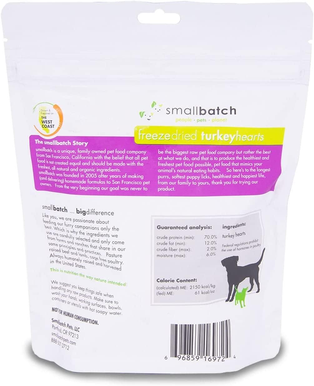 Smallbatch Pets FreezeDried Turkey Heart Treats 3.5 oz USA Sourced, Single Ingredient