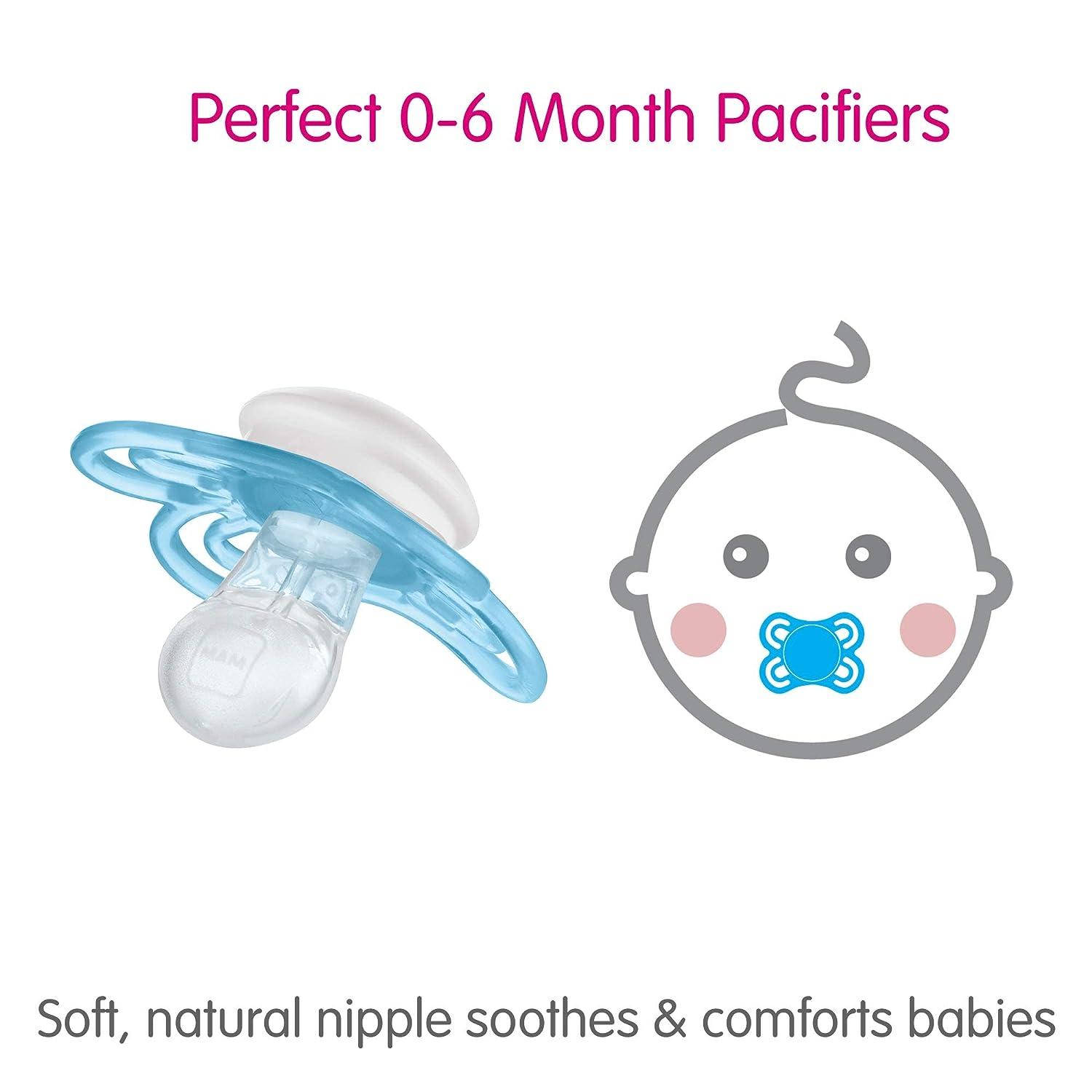 MAM Perfect Night Baby Pacifier Patented Nipple Glows in the Dark 2 Pack 0-6  Months Unisex Unisex 2 Count (Pack of 1)