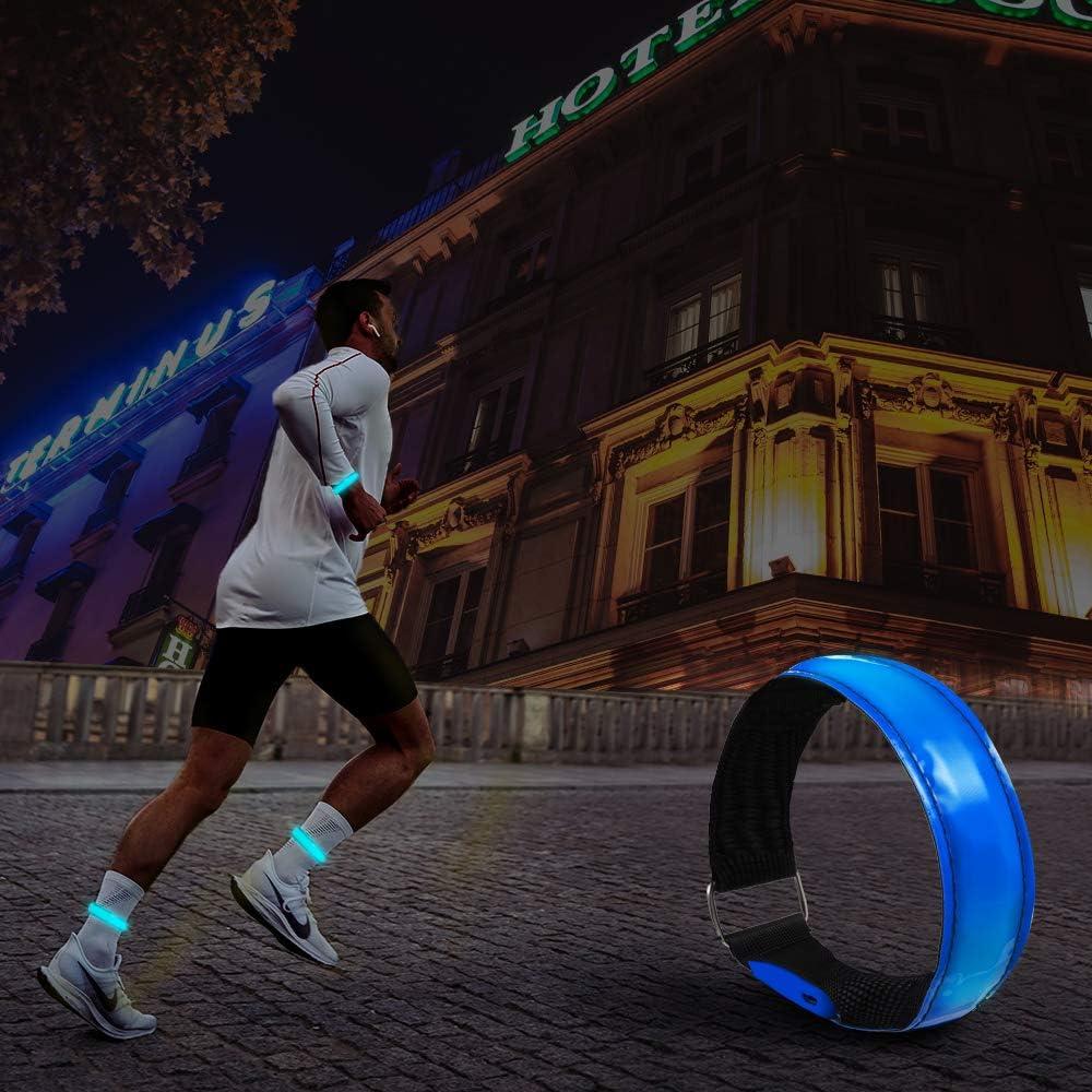 OMKHE Running Light for Runners (2 Pack) Rechargeable LED Armband Reflective  Running Gear, LED Light Up Band for Joggers Bikers Walkers blue