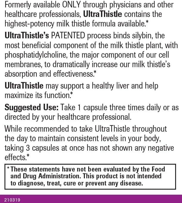 Herbal Liver Cleanse & Detox Milk Thistle Formula UltraThistle Pure