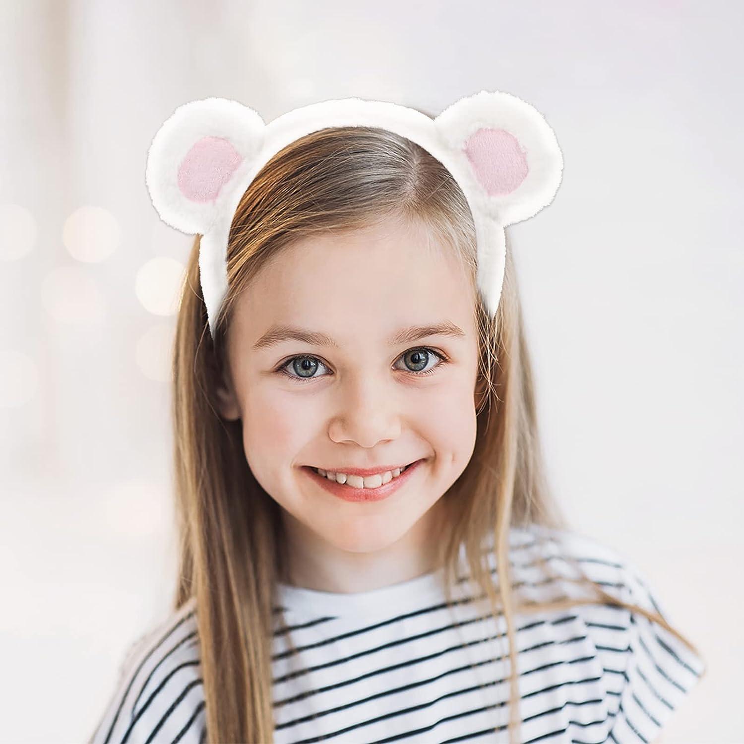 SOLUSTRE Bear Ears Headband Cloth Bear Face Wash Headband Adorable Head
