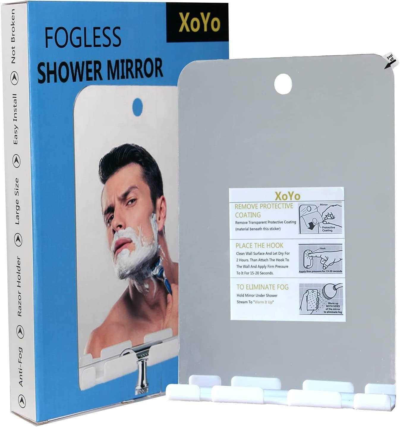 Large Fogless Shower Mirror, Includes 1 Adhesive Hooks, AnitFog Shower