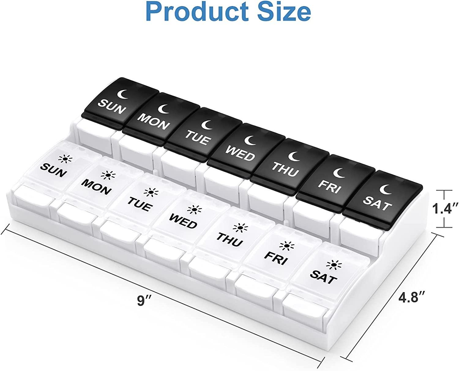 Easy Open Pill Organizer 2 Times a Day, DANYING Large 7 Day Pill Box