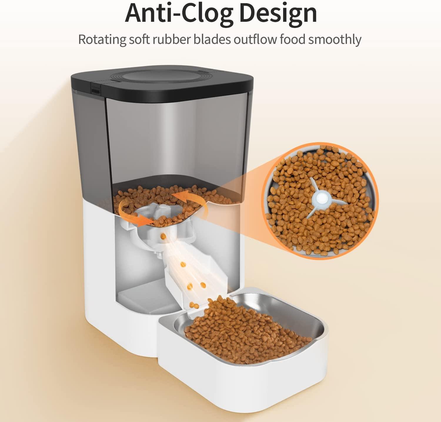 Petour Automatic Cat Feeder, 4L Pet Dry Food Dispenser with Stainless
