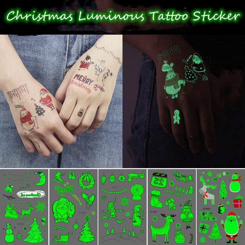 Stampcolour Christmas Realistic Printable Temporary Luminous Tattoo Paper  for INKJET printer 8.5''X11'' 10 Sheets DIY Personalized Glow Tattoos  Sticker Skin Custom Cartoon kids Summer Party Themed