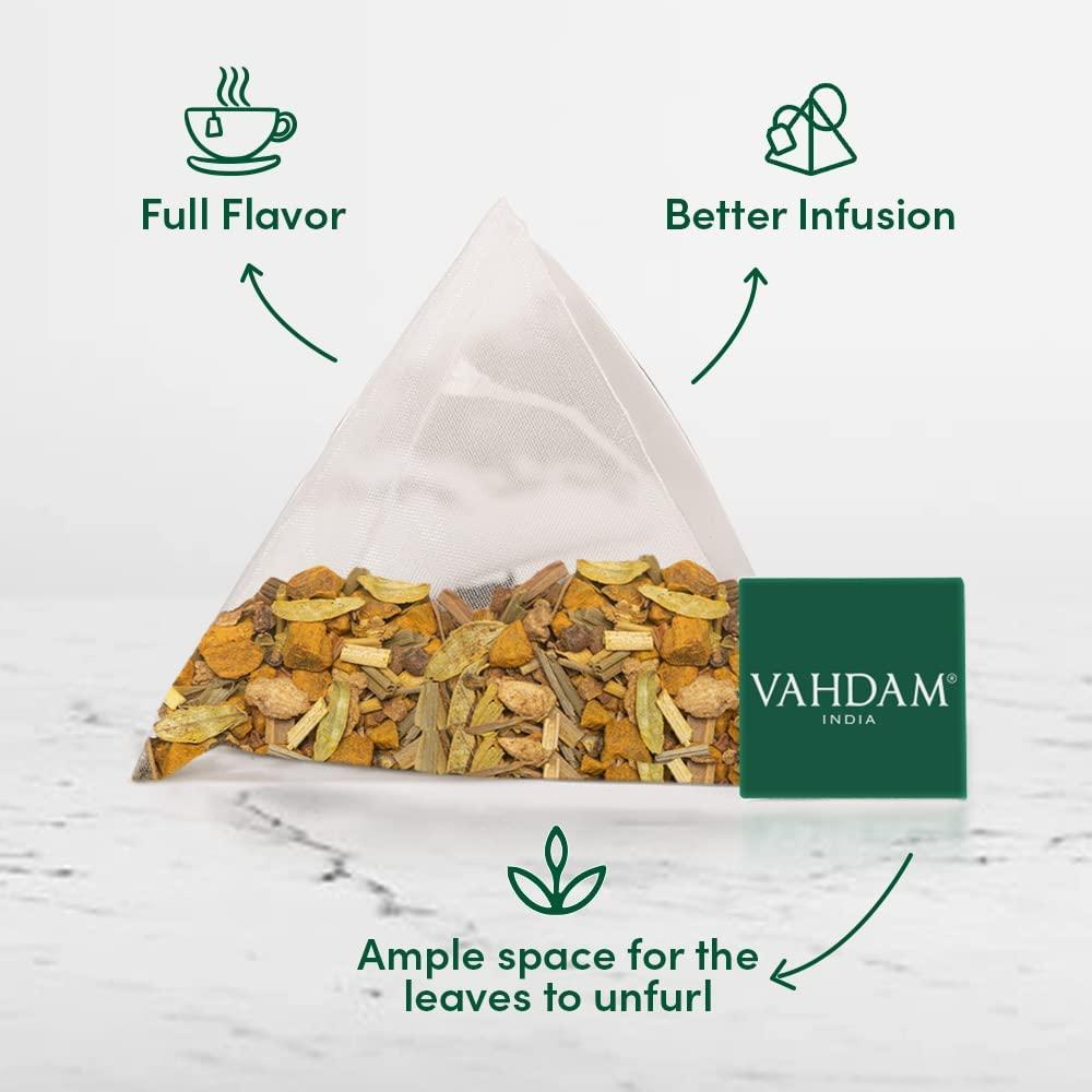 VAHDAM Turmeric Spiced Herbal Tea 15 Natural Tea Bags Nutritious