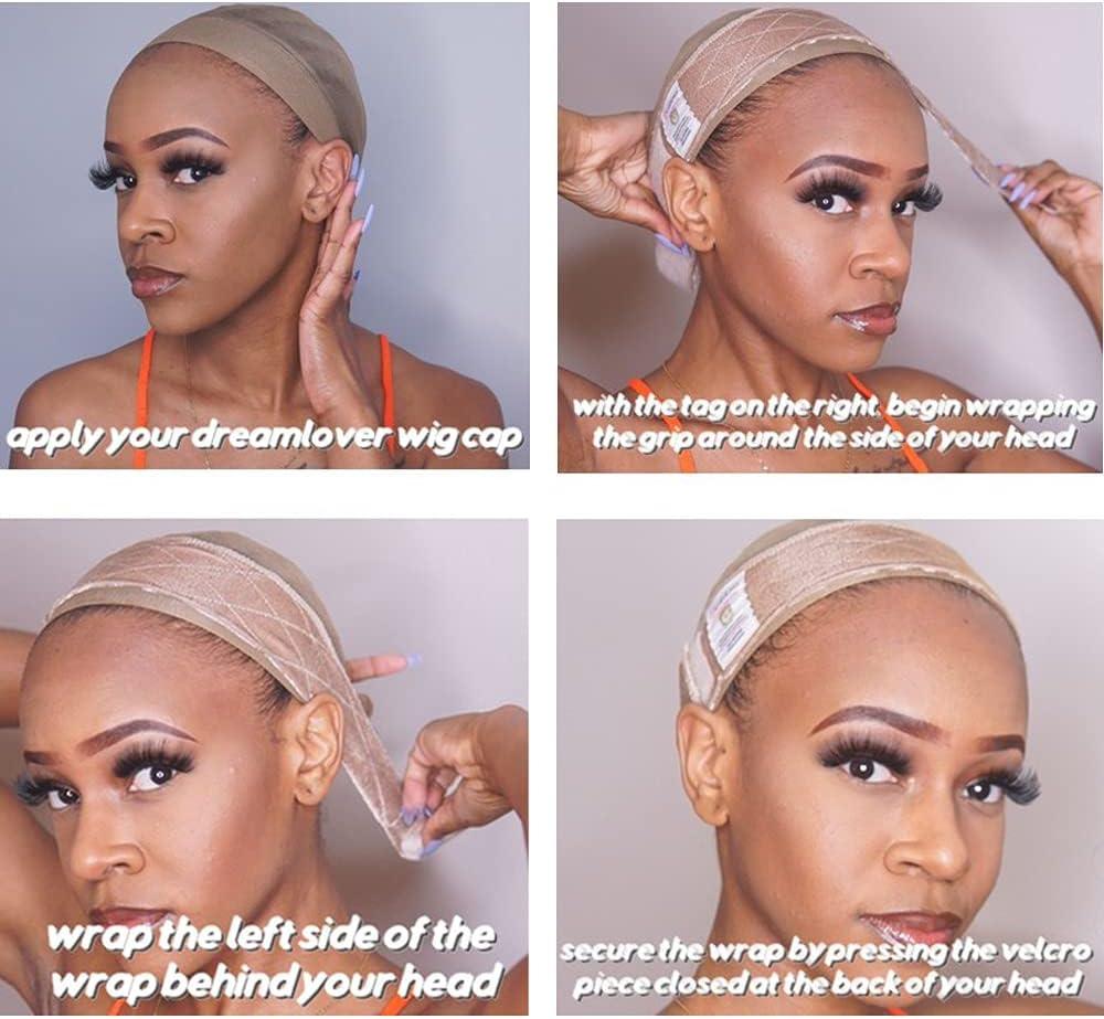 Dreamlover Wig Grip Headband Elastic Wig Headband Velvet Wig Band to Hold Wig in Place Nude 2 PCS