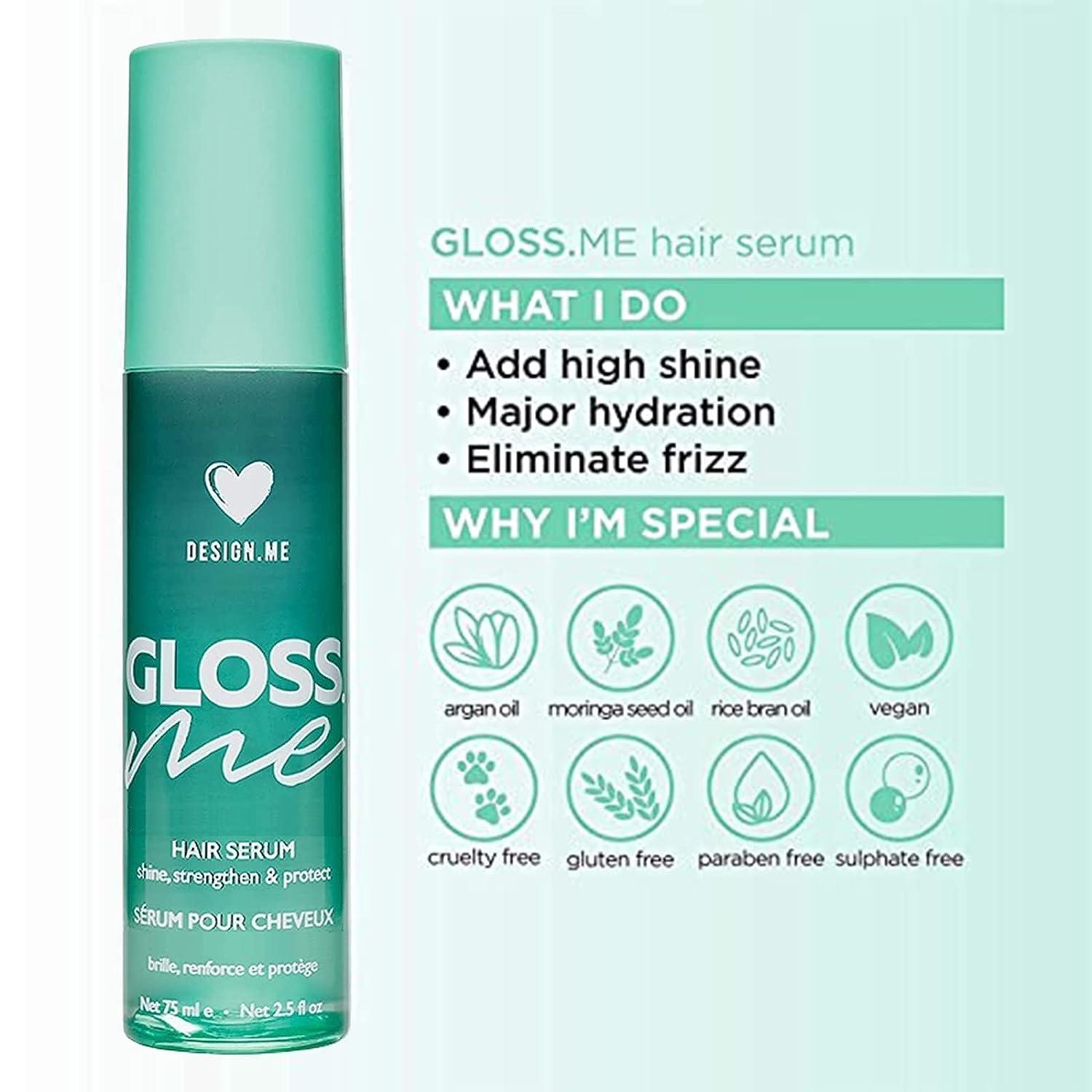 DESIGNME GLOSS.ME Hair Serum, Anti Frizz Hair Serum for Women, Argan Hair  Serum Adds Shine Smoothness & Hydration
