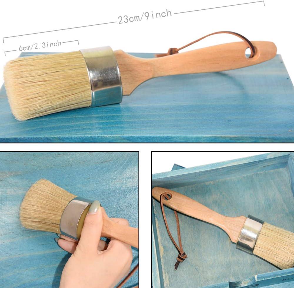 Chopand 2 Round Chalk Paint Brush for Wood Projects