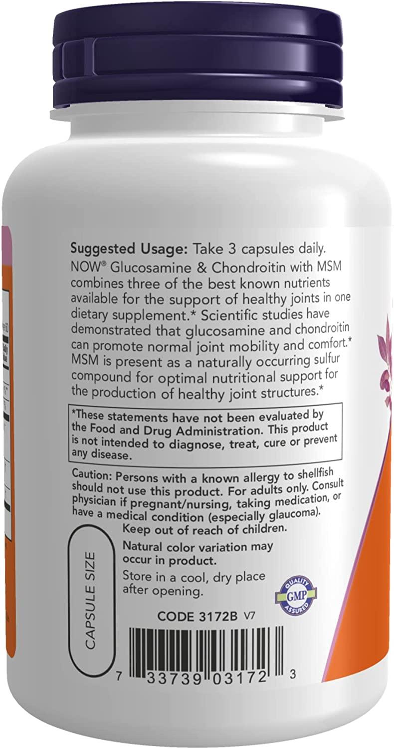 NOW Supplements, Glucosamine & Chondroitin with MSM, Joint Health