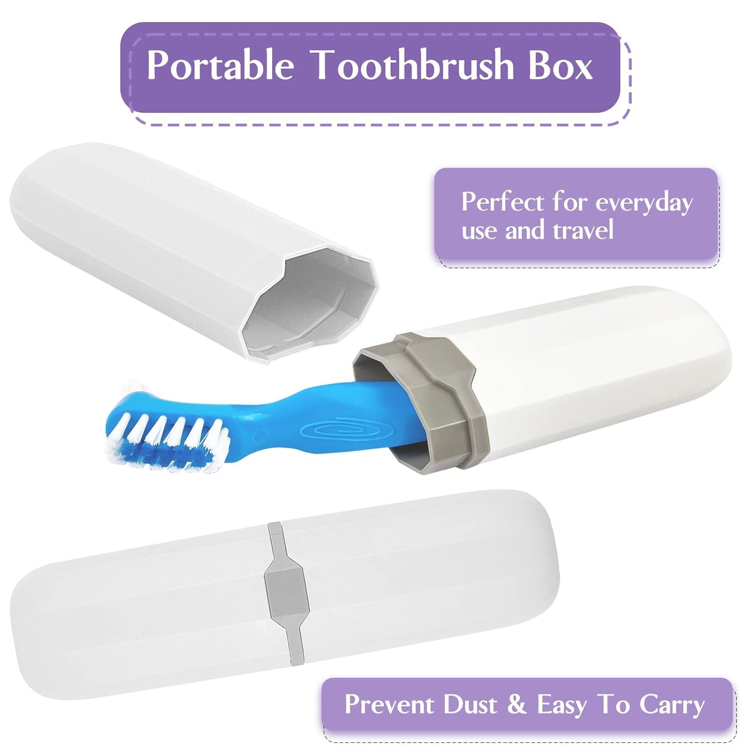 Jutieuo 8Pcs Denture Case Kit 2 Denture Bath Case Cups 2 DualHeaded