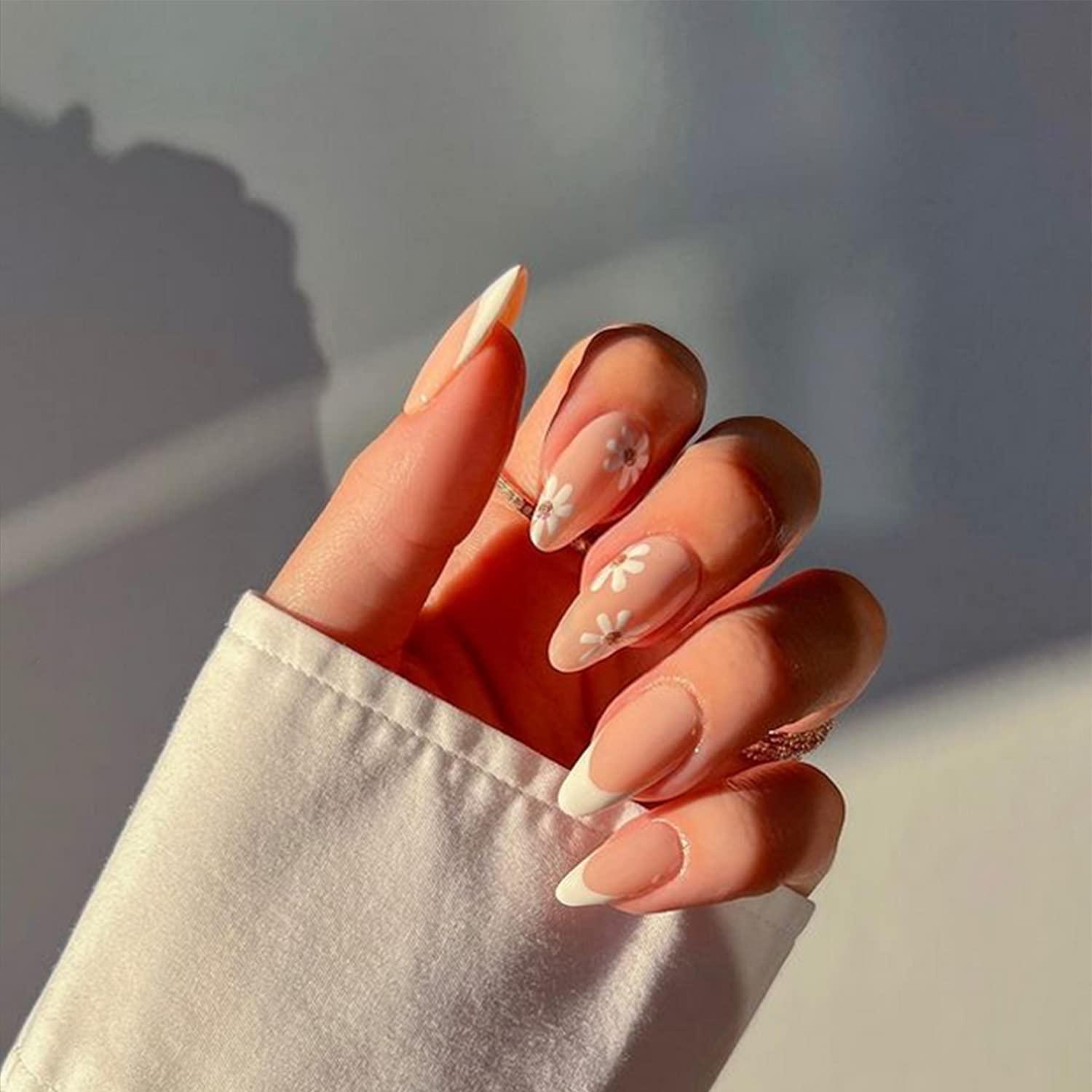 Buy Auraskin Artificial Bridal Almond Shape Series Gorgeous Metalic Mirror  Shine Artificial Acrylic Fake Nail with Glue Online at Low Prices in India  - Amazon.in