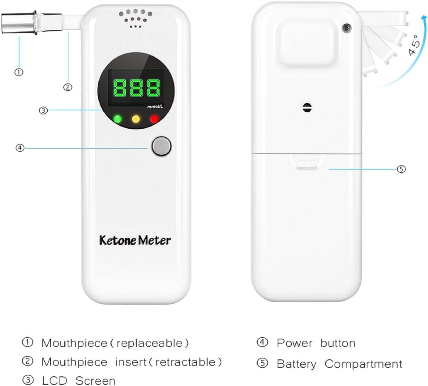 Ketosis Breath Tester, Ketone Meter Breathalyzer for Keto Health with 10pc  Mouthpieces
