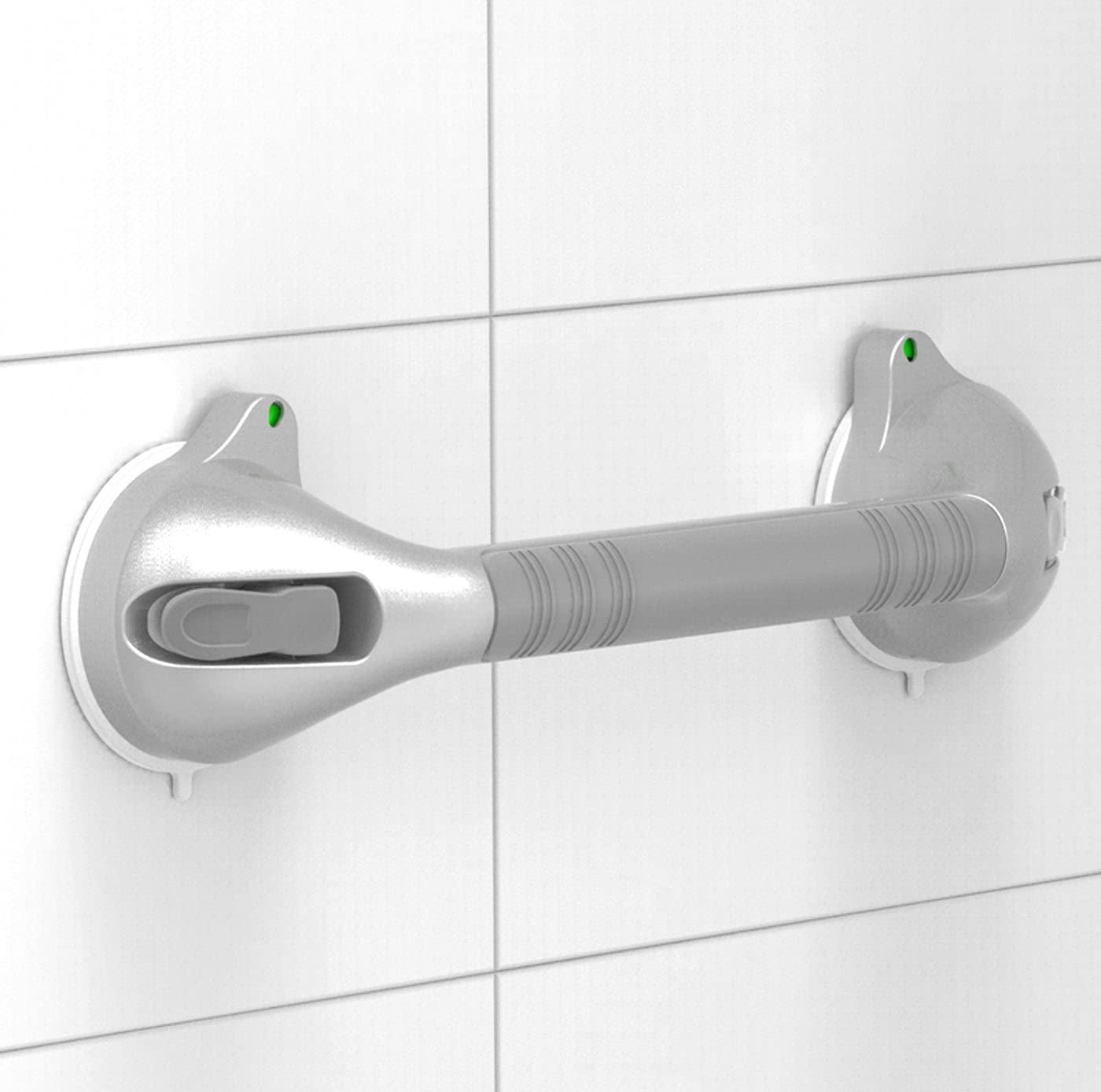 Suction Bath Grab Bars - 16.5 Inch Shower Safety Handles With Security Indicators