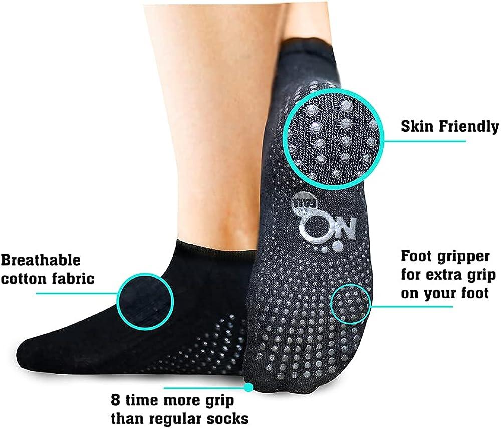 NOFALL Men's Non Slip non Skid Ankle Socks, Free Size, with Sticky Grips