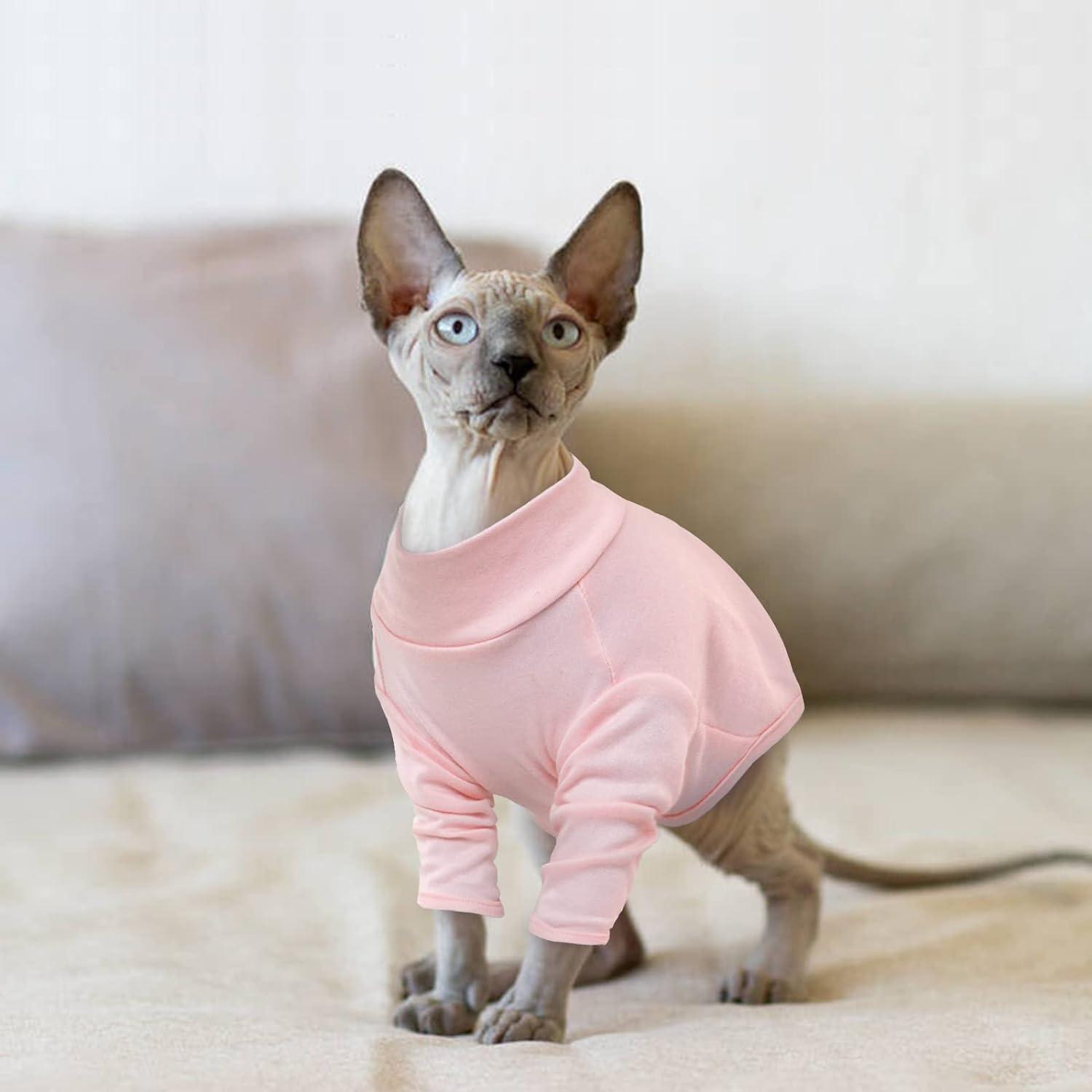 PUMYPOREITY Cotton Cat Pullover for Sphynx Cat Breathable