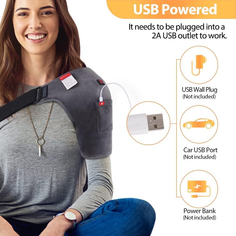 Comfheat USB Heated Shoulder Wrap 3 Heating Settings for Rotator Cuff