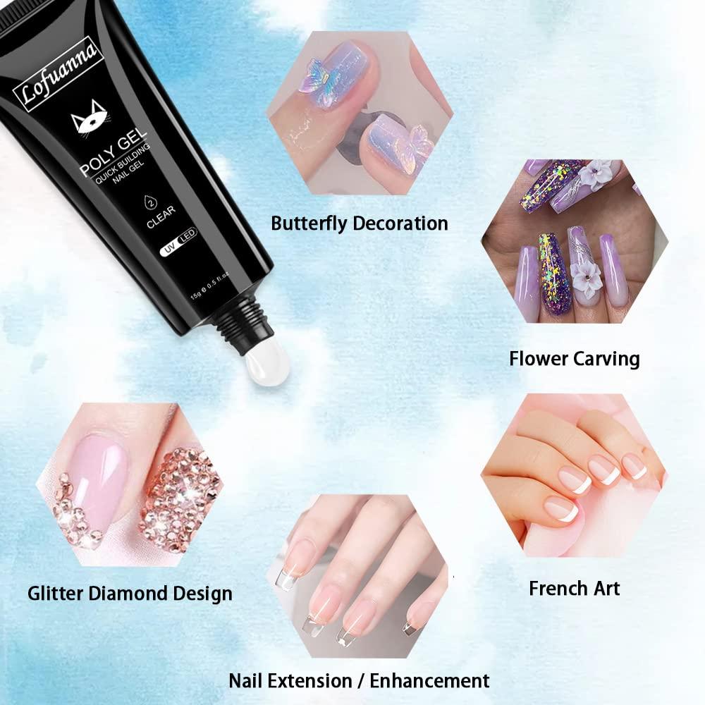 Online Wholesale Ready to Ship Custom Logo UV Poly Nail Extension Gel Kit  Set with UV Lamp Brush File Clip Professional Color Set Nail Kit Complet  with UV Lamp - China Gel