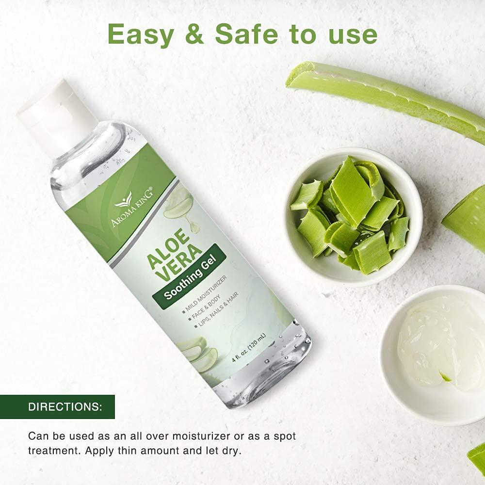Aroma King Aloe Vera Soothing Gel - 100% Pure Aloe Leaf for Face & Body  After Sun Care - 4 Fl Oz (Pack of 1) | Buy Now with Express International  Delivery | GoSupps.com