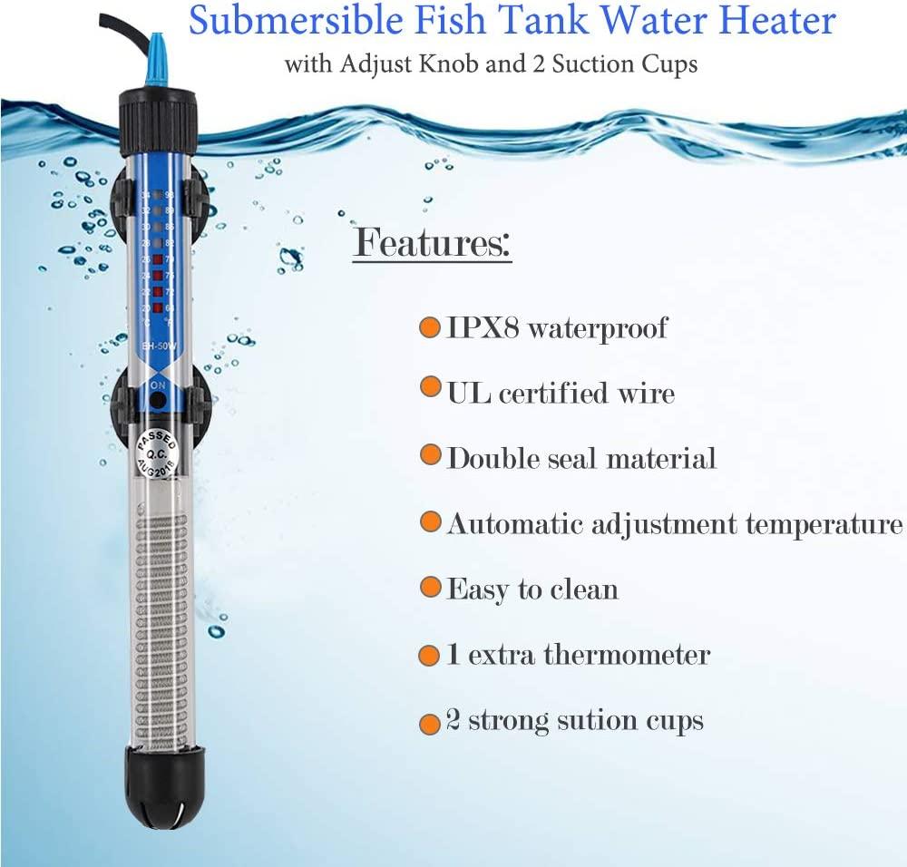GMsound Aquarium Heater Submersible Fish Tank Water Heater Thermostat
