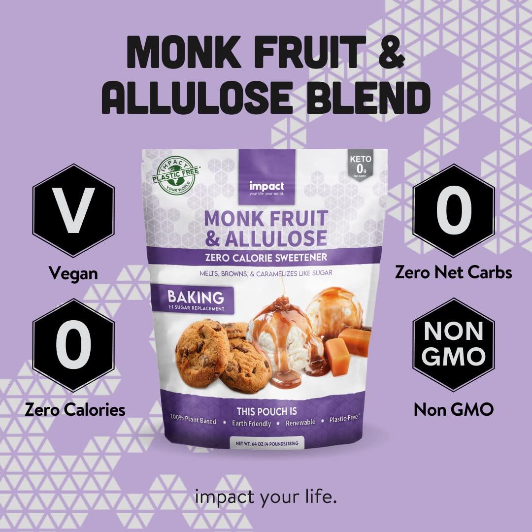 Monk Fruit Allulose Sweetener, Zero Calorie Blend, Keto Friendly Sugar