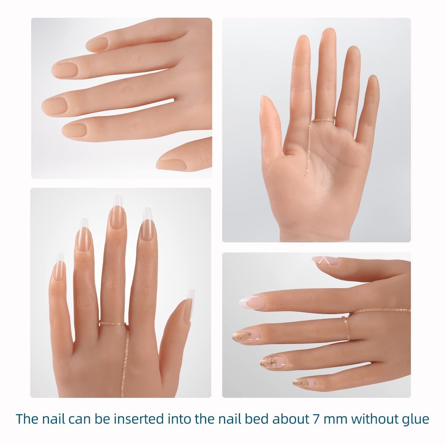 Practice Hand for Acrylic Nails, Fake Hand for Nails Practice, Flexible  Bendable Mannequin Hand, Set of