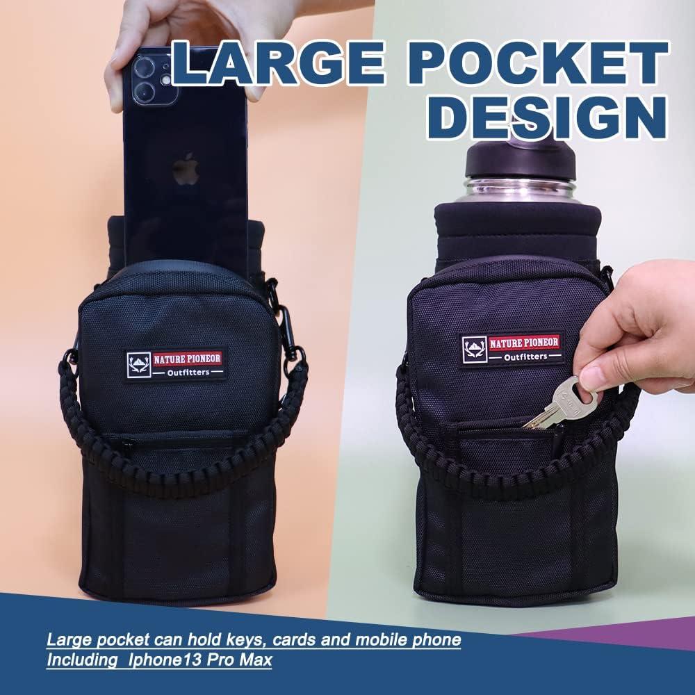 Water Bottle Cover Portable 40oz Water Bottle Sleeve Waterproof with  Adjustable Strap Phone Key Holder Jug Carrier