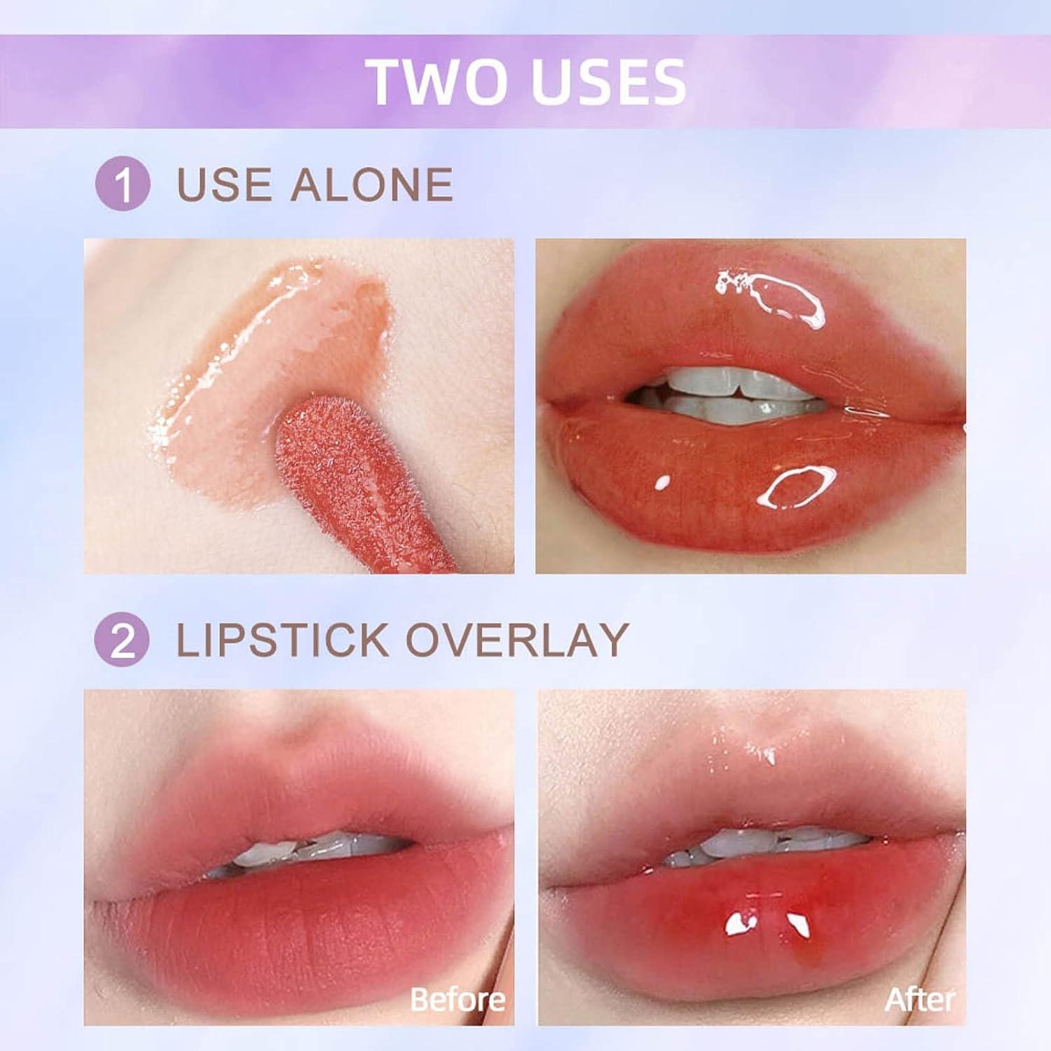Spdoo Lip Oil Tinted Lip Glow Oil Flavored Lip Tint Gloss for Women  Hydrating Lip Gloss Tinted Plumping Lip Oils for Dry Lips Lip Oil Gloss (A)