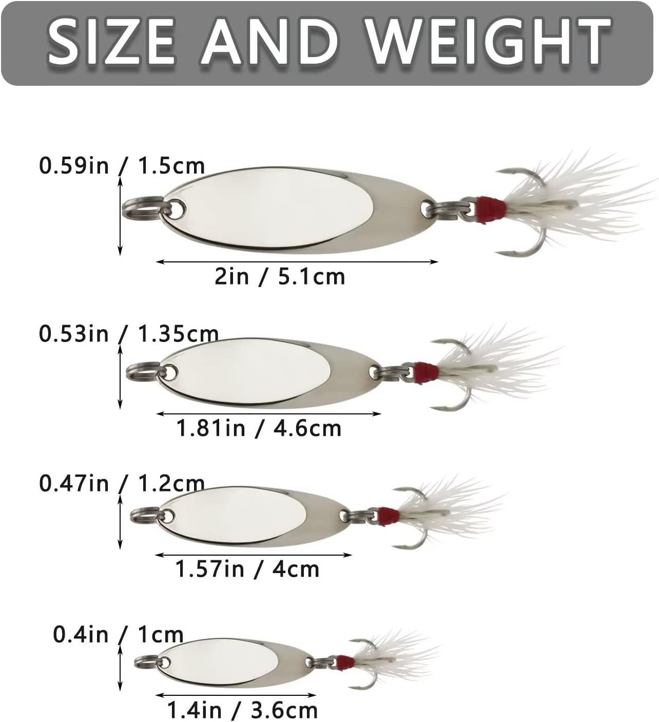 CWSDXM Fishing Spoons Fishing Lures Casting Spoon Metal Jig Lure Trout Lures  for Freshwater/Saltwater, Reflective Spoons Bait with Treble Hooks Fishing  Tackle 0.17 oz - 0.63 oz 5 Pcs Sliver (5pcs) 1/4oz