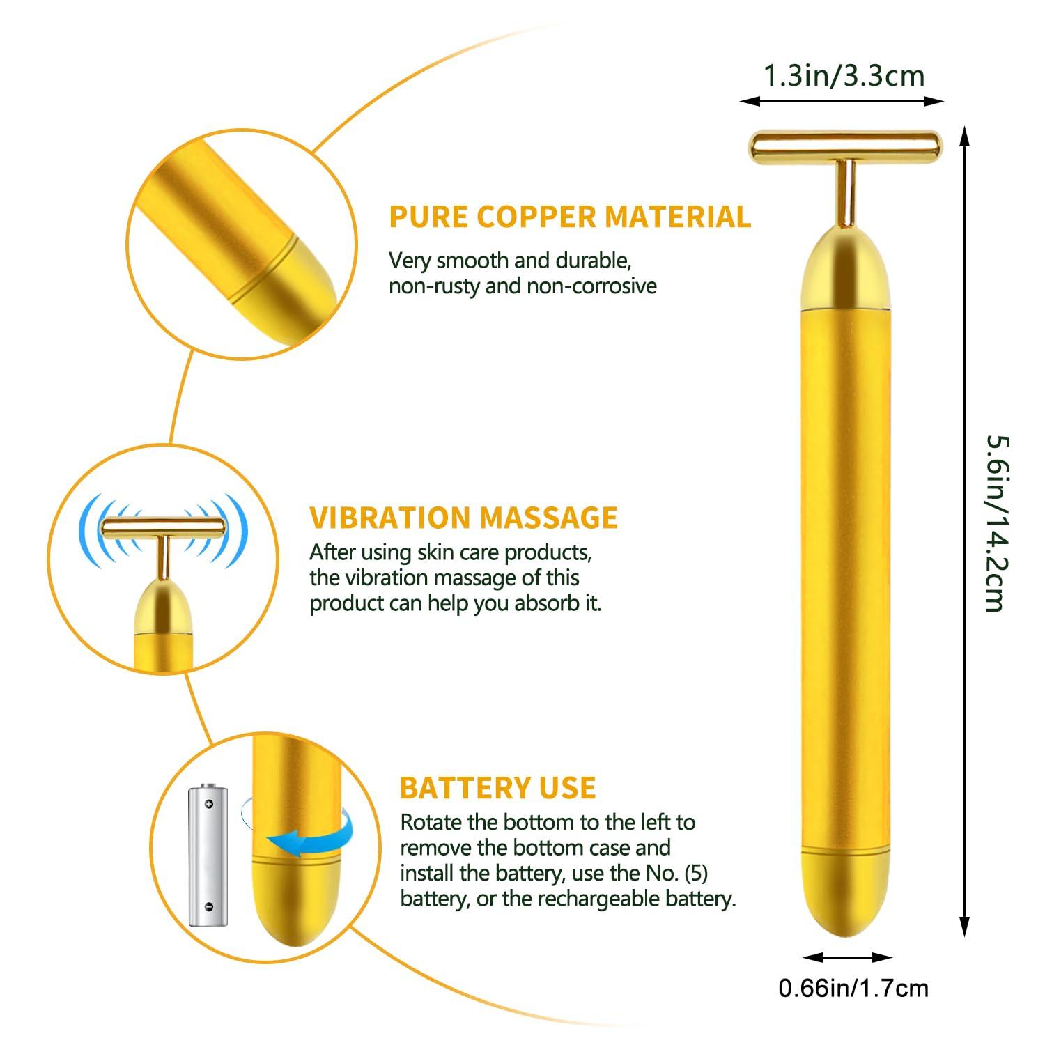 Shop Aubric 24k Gold Face Massager - T-Shape Electric Wand for Anti-Aging  Skin Firming & Wrinkle Reduction | Global Shipping Available | Buy Now with  Express International Delivery | GoSupps.com