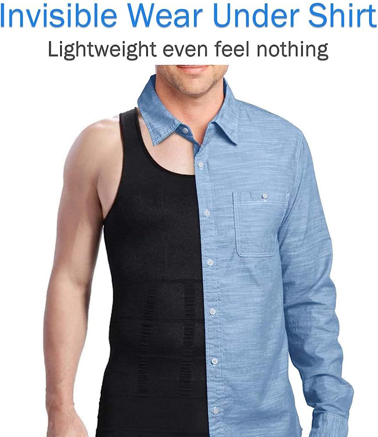Aptoco Compression Shirts for Men Slimming,Men Body Shaper Fajas para  Hombres Undershirt for Men's Gynecomastia Black Medium