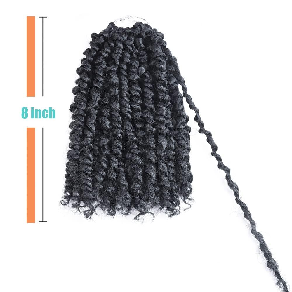 Short Passion Twist Hair 8 Inch, 8 Packs Pre-twisted Passion Twists Crochet  Hair for Black Women Pre-looped Synthetic Crochet Braids(8 Packs,1B#) 8  Inch (Pack of 8) 1B#