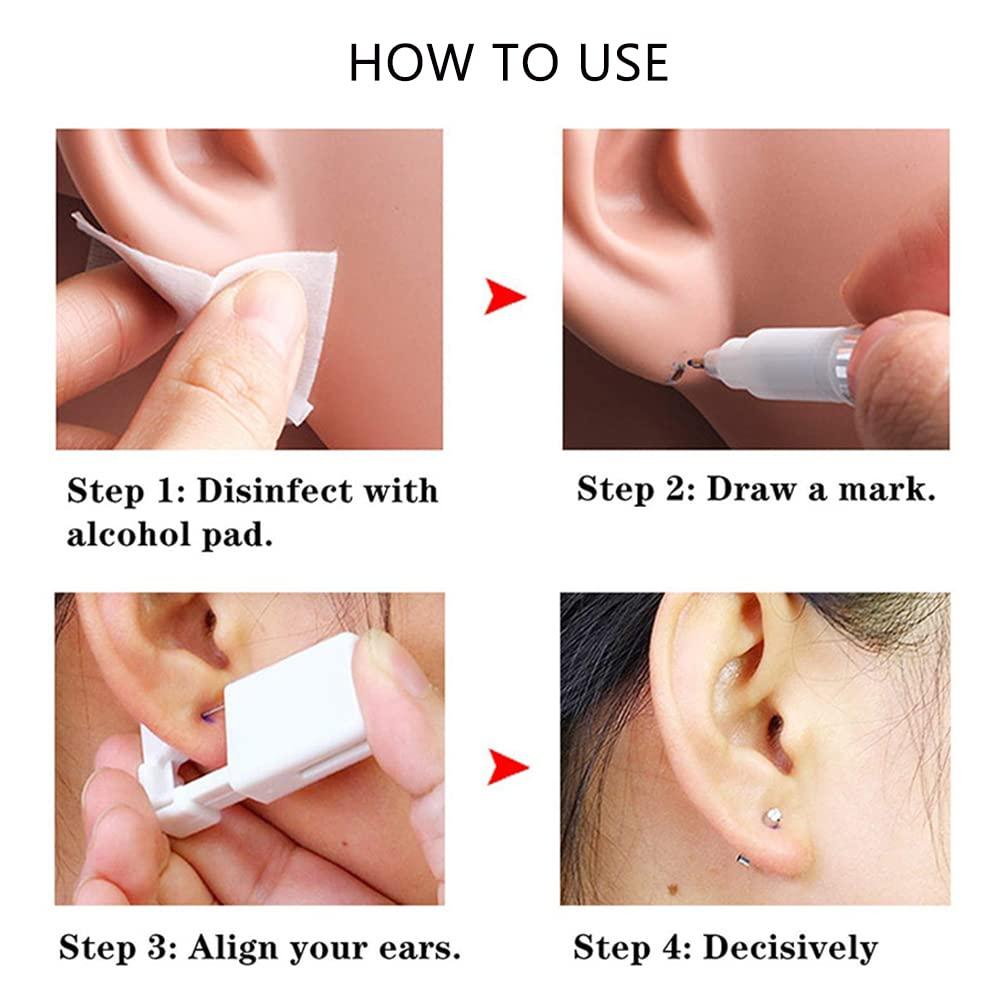 Ear Piercing Kit, 2 Pack Self Ear Piercing Gun Disposable Safety Ear