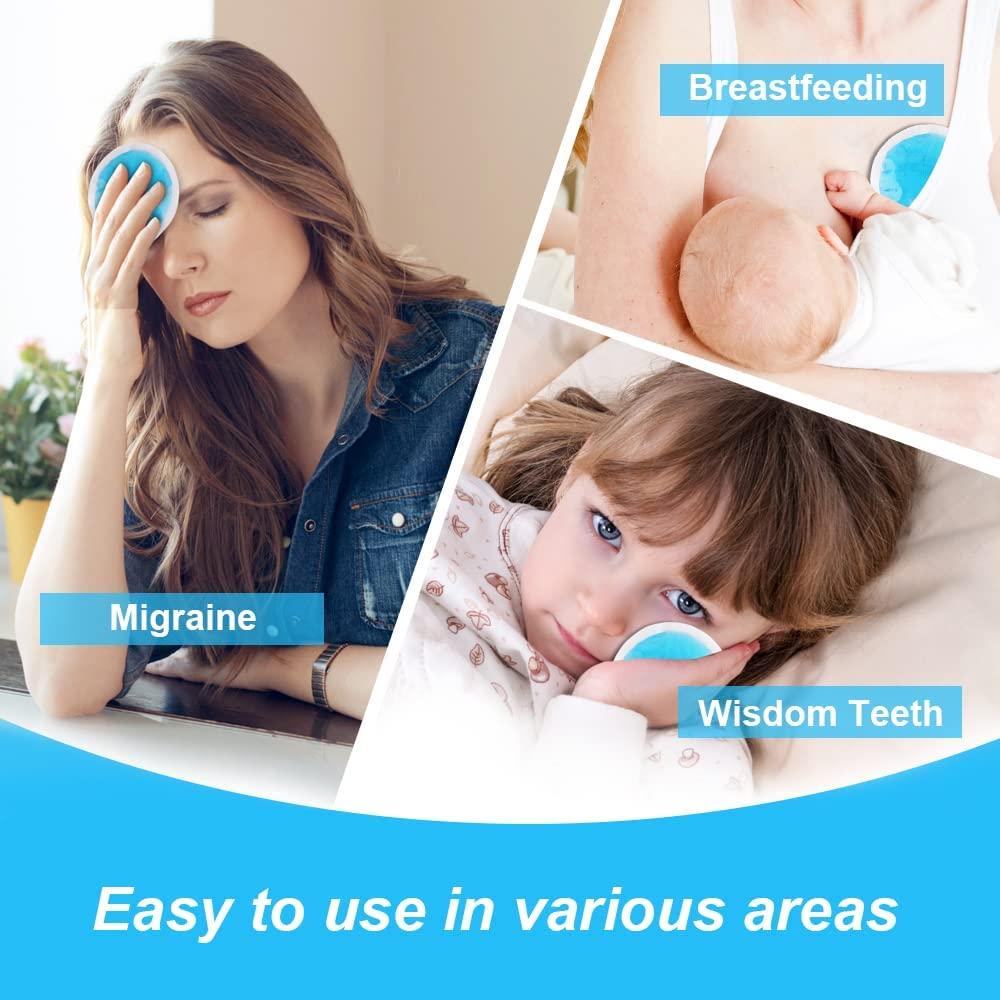 Small Ice Packs for Injuries, Reusable Pack Hot Cold Pack Round Gel Pack  with Cloth Backing & Sleeve for Pain Relief, Wisdom Teeth, Breastfeeding,  Tired Eyes, Face, Headaches. 
