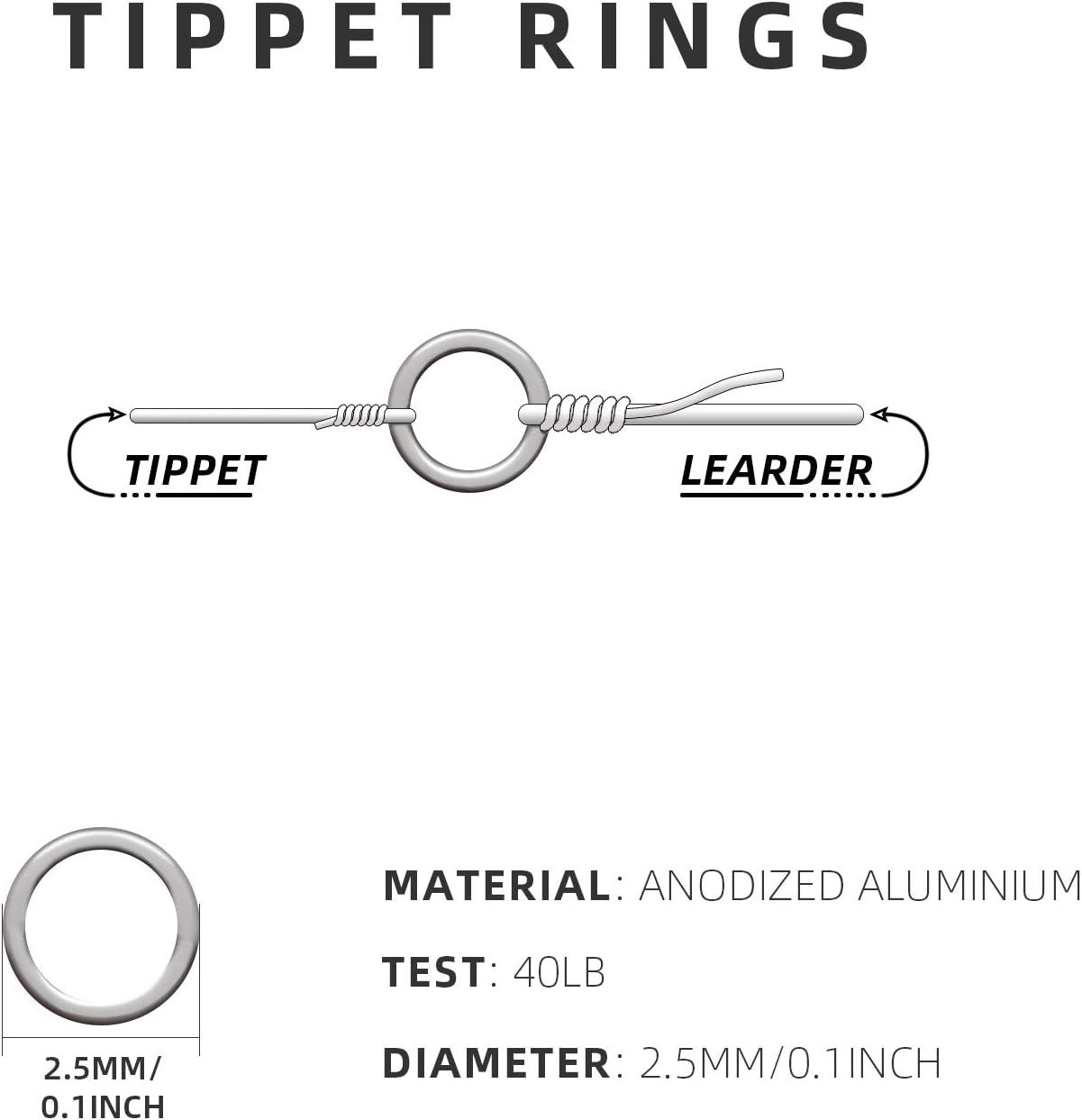 SF Lightweight Tippet Rings Fly Fishing Trout Fishing Line Tippet Leaders  Connectors 2mm 25LB 2.5mm 40LB Nickel-2mm(10pack) 2mm 25LB 10/Pack
