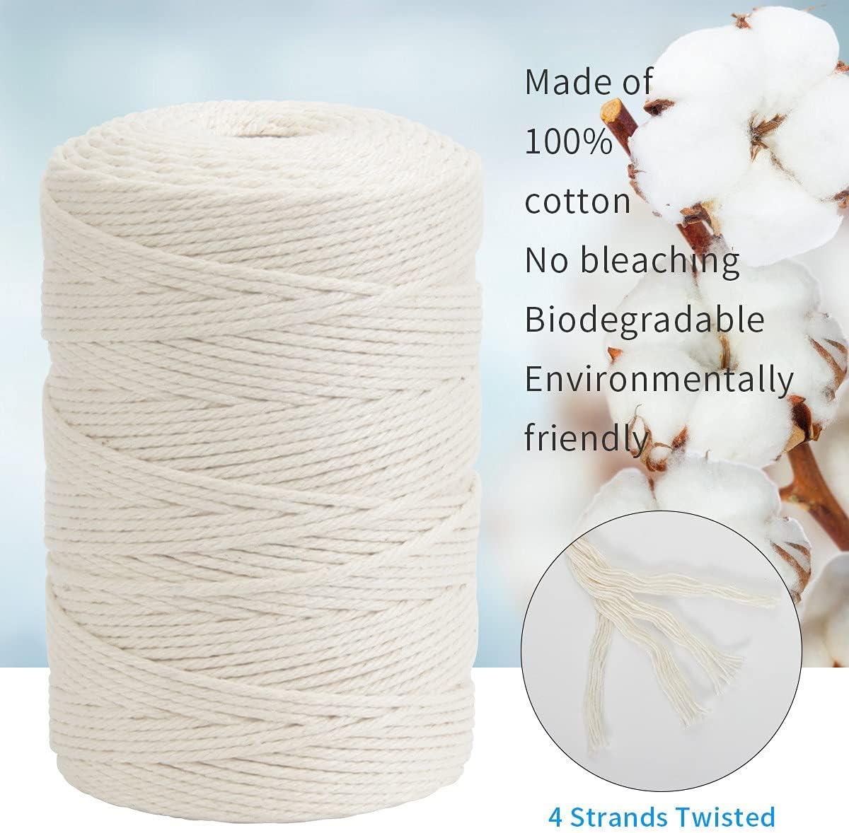 Macrame Cord, DAOFARY 100% Natural Cotton Rope 3mm x 328 Yards 4 Strand  Twisted Macrame Rope Cotton Twine String for DIY Crafts Knitting Dream  Catcher