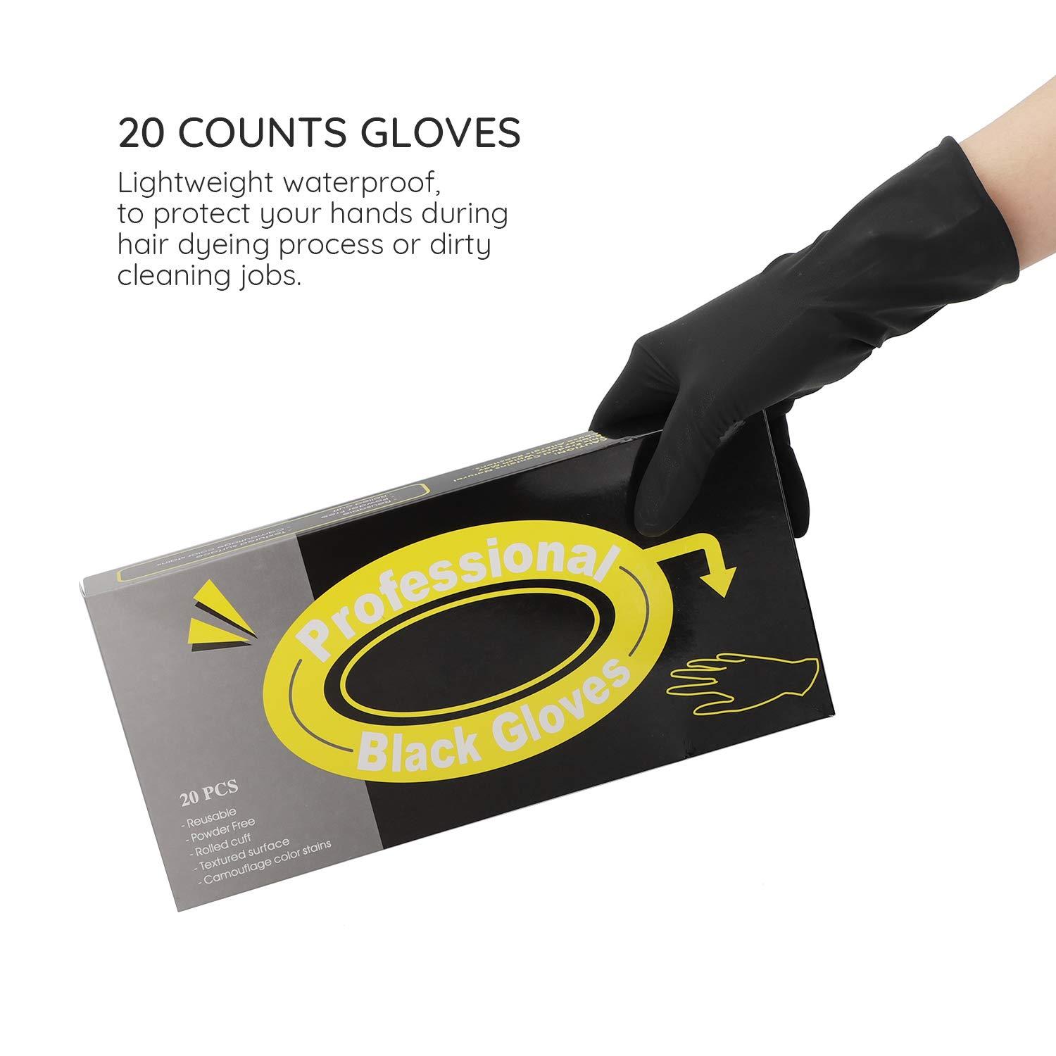 Segbeauty Reusable Black Hair Dye Gloves - Pack of 20 | Professional