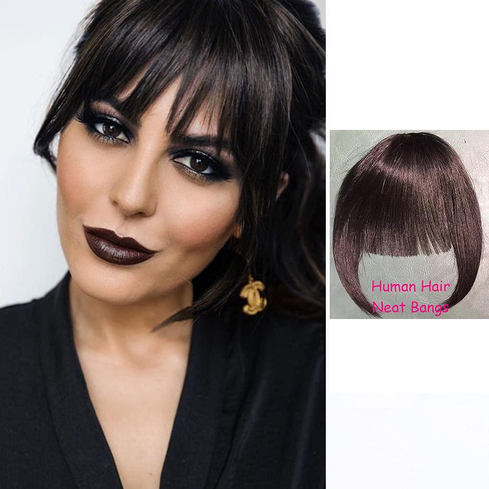 Clip in Bangs Natural Black Bangs Clip in Fringe Hair Extensions 100% Remy  Human Hair with Temples Natural Color for Women 1 Count (Pack of 1) Thick  Bang-Natural Black