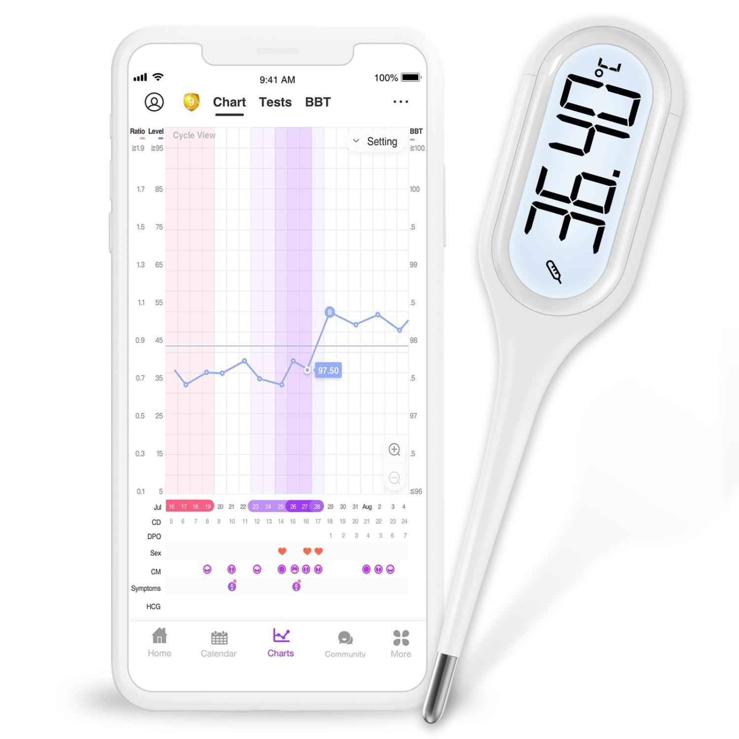 Digital Basal Body Temperature Thermometer Dual Modes Easy Home