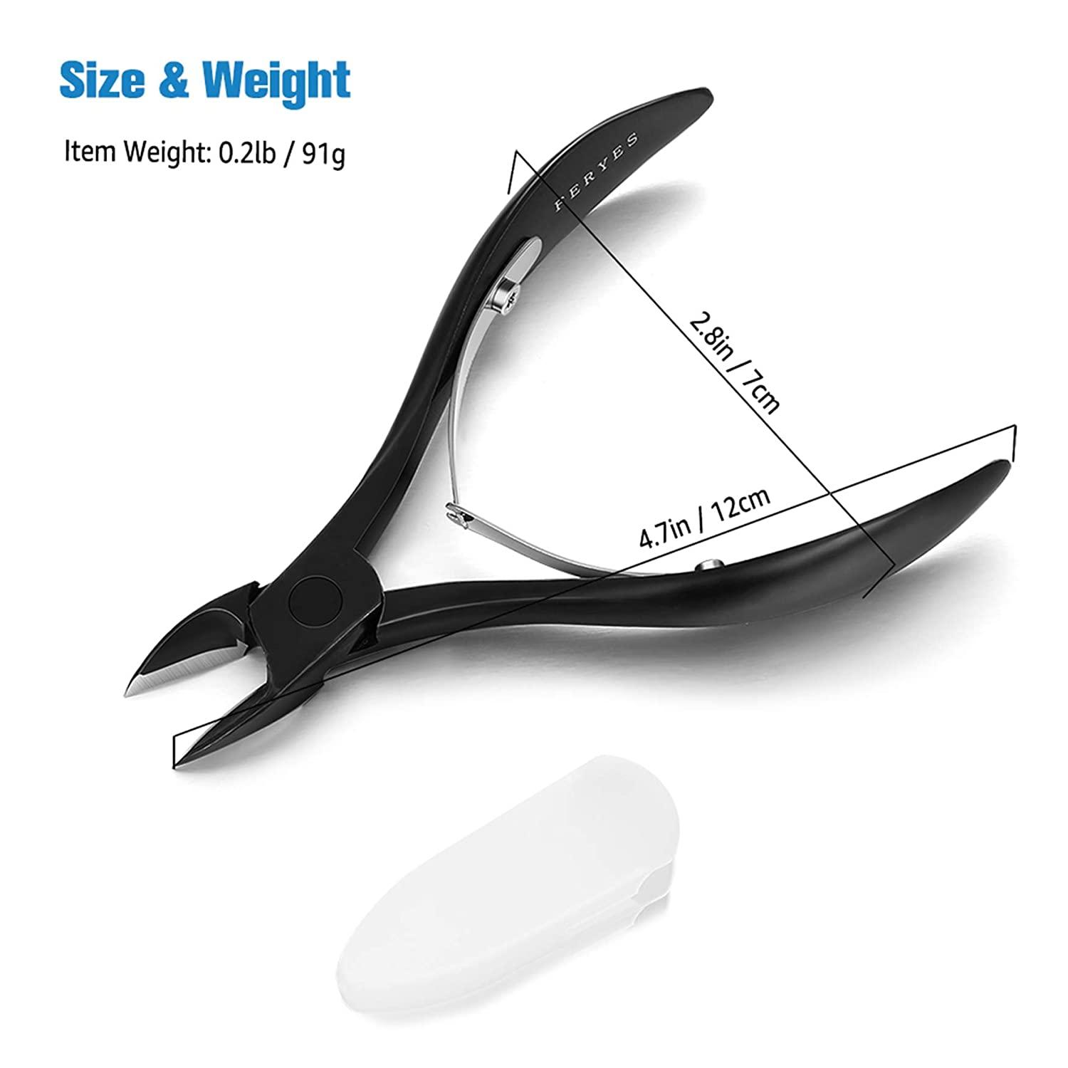 FERYES Toenail Clippers for Thick,Fungal or Ingrown Toenails - Large Handle Toenail  Cutters, Podiatrist Recommended 4R13 Stainless Steel Nail Clippers - BLACK