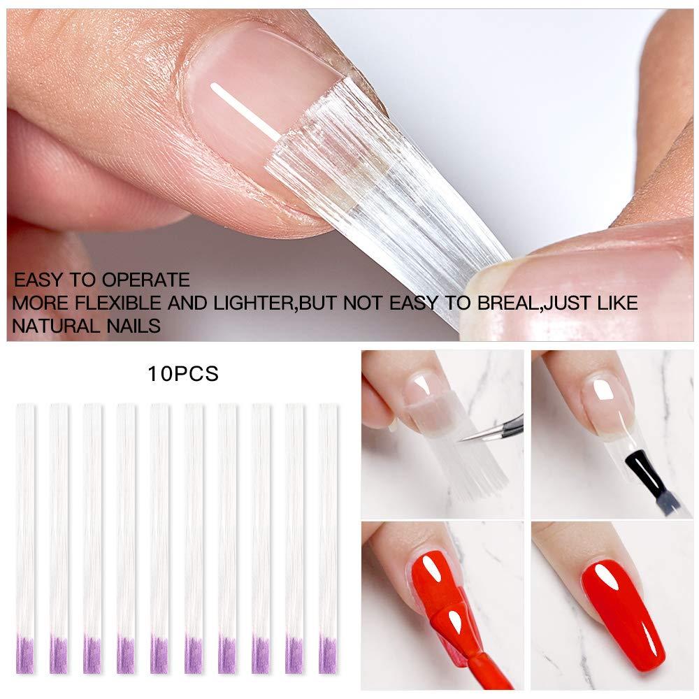 Fiberglass Nail with Building Gel Silk Fiberglass Nail Wrap Form Quick Building Fiber Extension Gel, Nail File, Tweezers, Nail Tips Clip for Gel Extension Nail Clear Gel