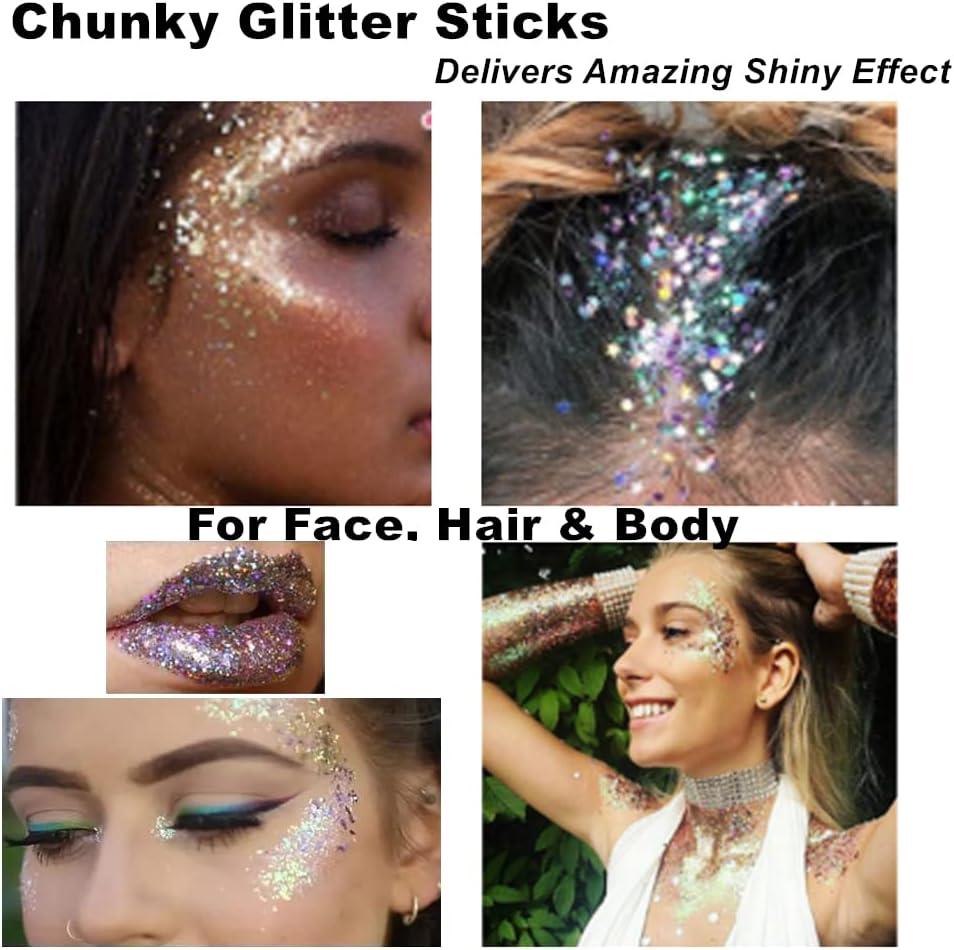 Mysense Red Body Glitter Gel, Singer Concerts Face Glitter Makeup, Music  Festival Rave Face Eye Hair Accessories, Chunky Glitter Mermaid Sequins