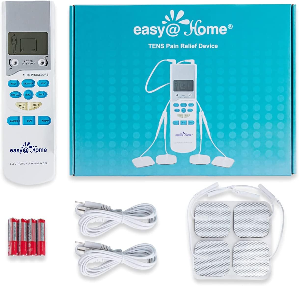 Easy@Home Professional Rechargeable Tens Unit + Heat Therapy + EMS , Portable Pain Management and Muscle Stimulator Massager, PA