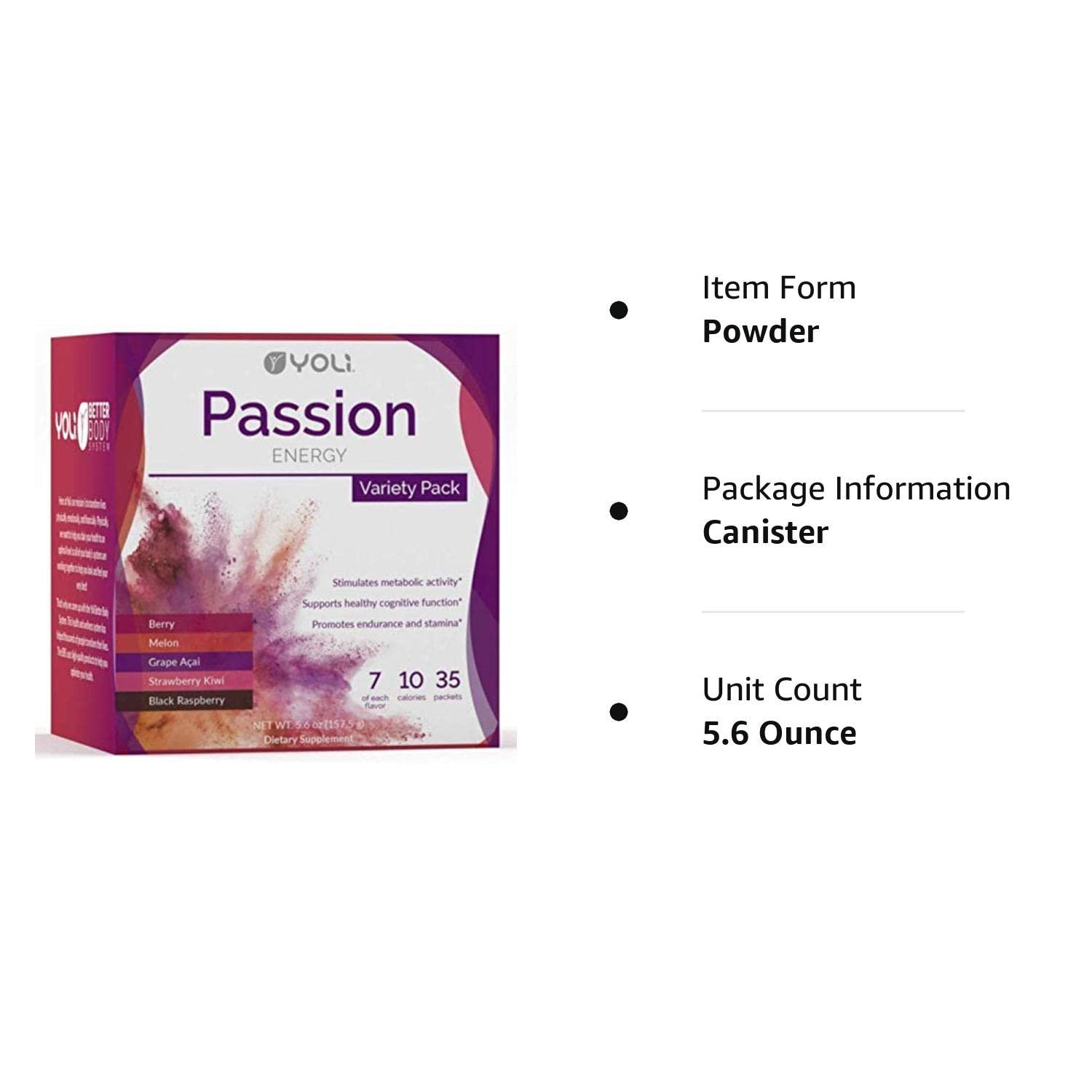 Yoli Passion Energy Drink Variety Pack Sugar Free Sweetwened with