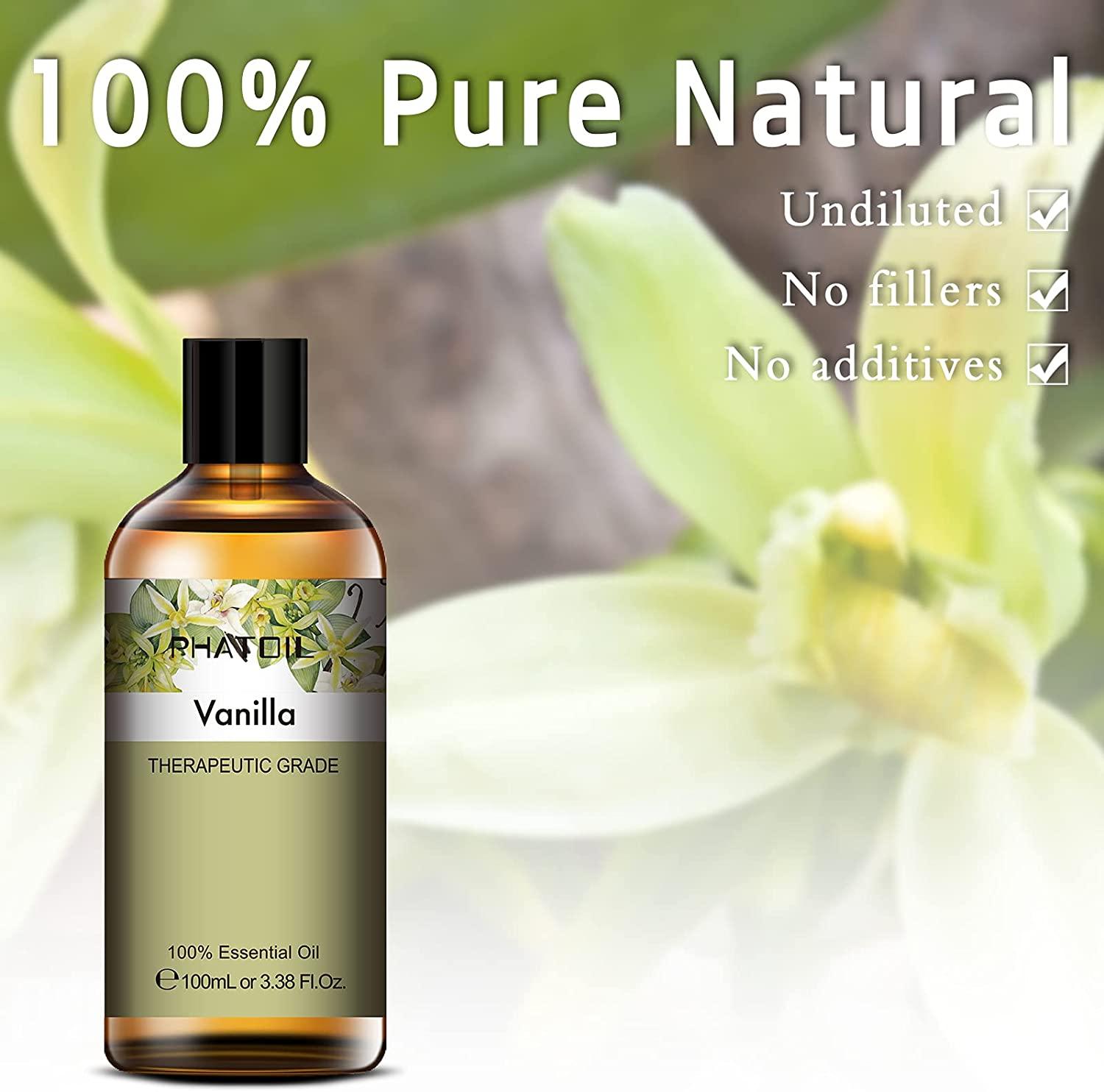 PHATOIL 100ML Vanilla Essential Oil, Huge 3.38fl.oz Bottle Vanilla Oil,  Pure Aromatherapy Essential Oils for Diffuser, Humidifier, Scented Oils for  Soap, Candle Making