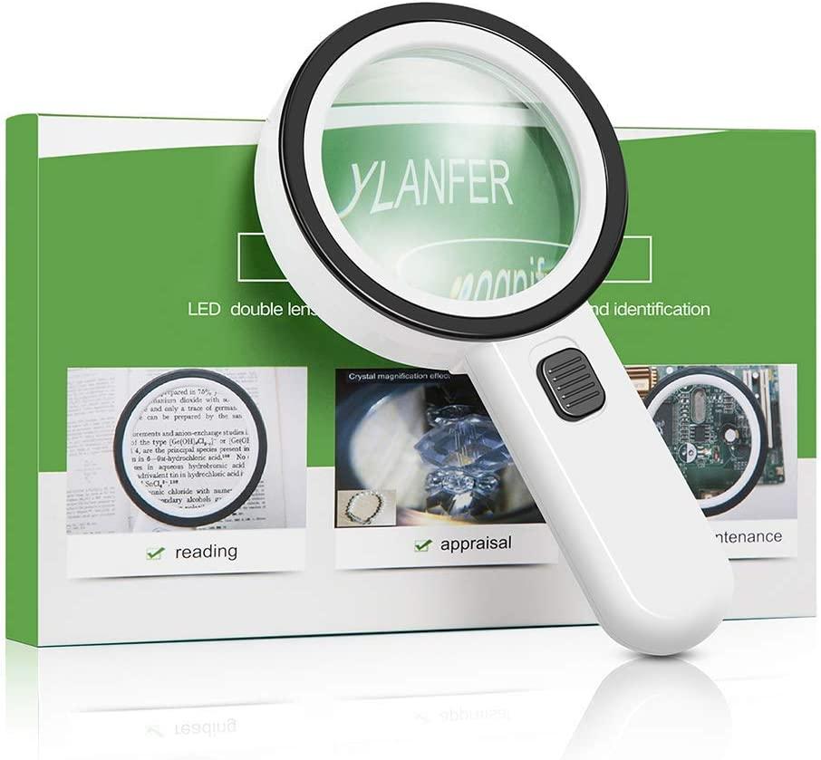 Magnifying Glass with Light, Jumbo Lens with 30x High Power Magnification  for Seniors Who Read Small Print, Maps, Inspections